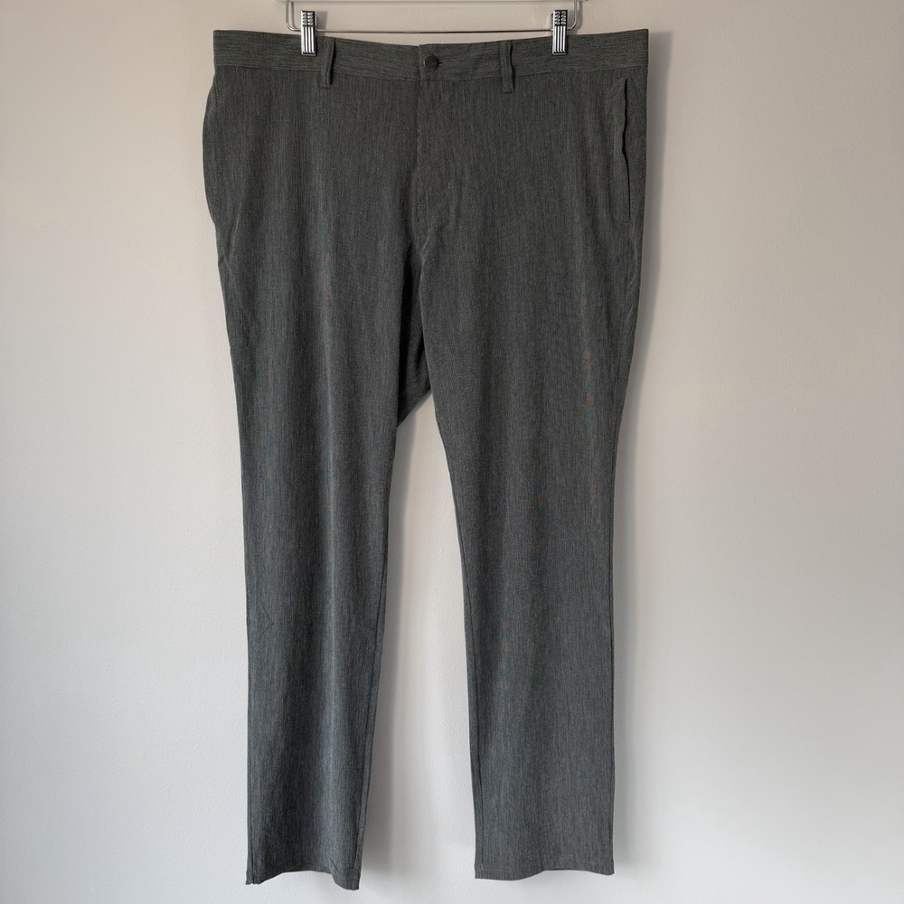 Adidas Golf Pants Mens 38x32 Gray Check Stretch Flat Front‎ Performance